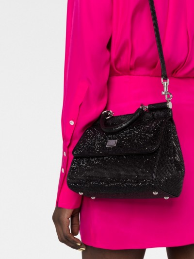 Dolce & Gabbana Sicily bag black with rhinestones