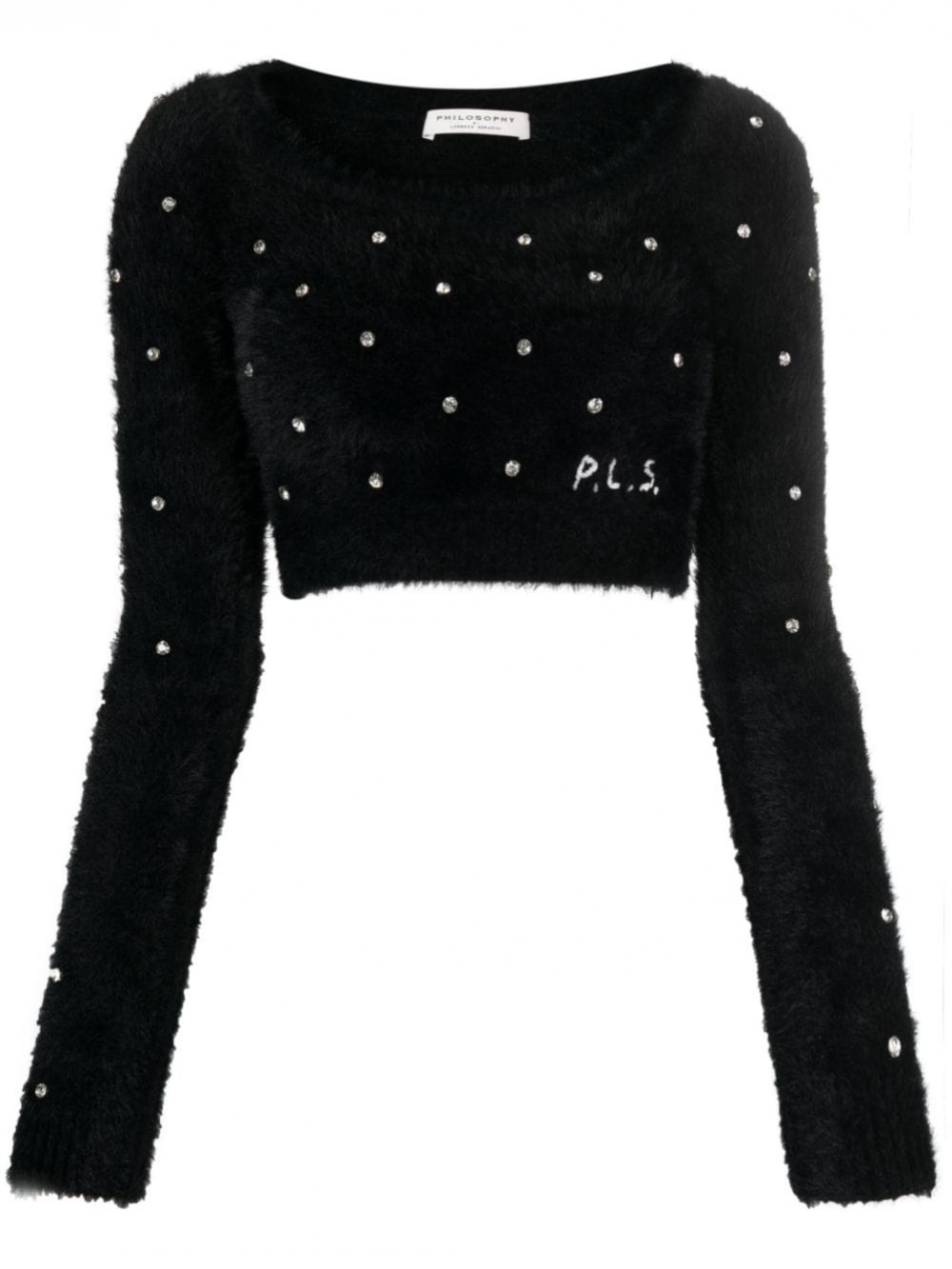 Philosophy di Lorenzo Serafini Black crop sweater with decoration