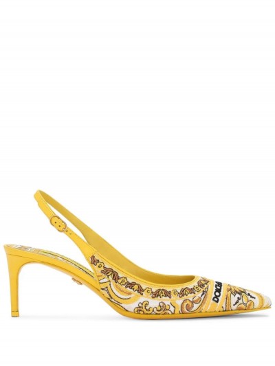 Dolce & Gabbana Slingback giallo con ricamo maiolica