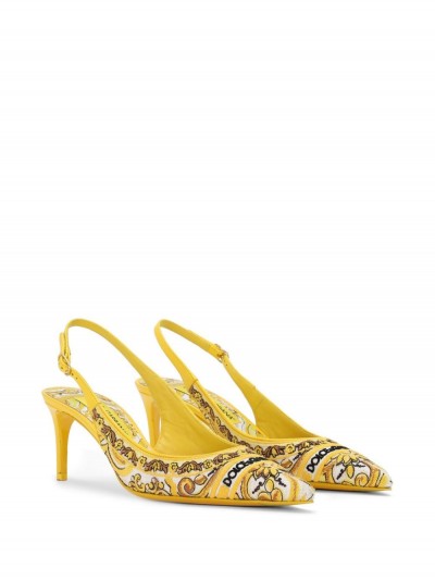 Dolce & Gabbana Slingback giallo con ricamo maiolica