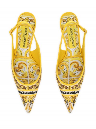 Dolce & Gabbana Slingback giallo con ricamo maiolica